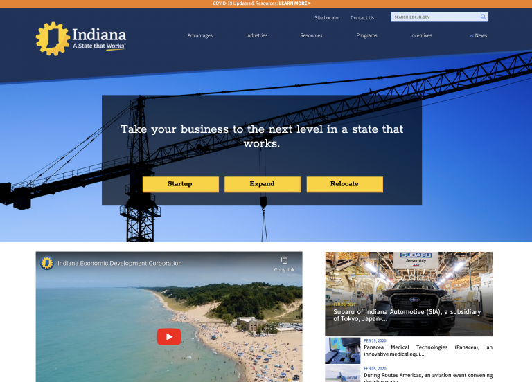 Indiana Economic Development Corporation (IEDC) Website